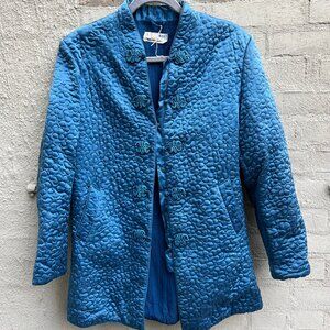 Vintage blue silk jacket size Medium-ish?